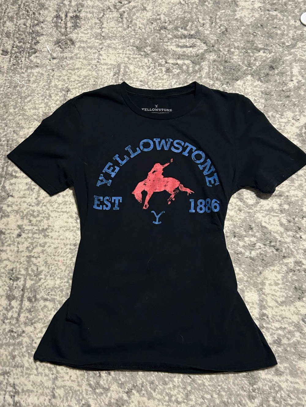 Yellowstone Women's Black Short Sleeve Graphic Tee with Red Rodeo Print